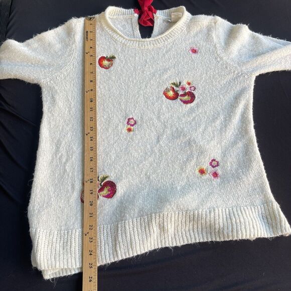 Lauren Conrad Disney Sweater Womens Large Sequin Snow White Cream‎ Bow - Picture 11 of 12